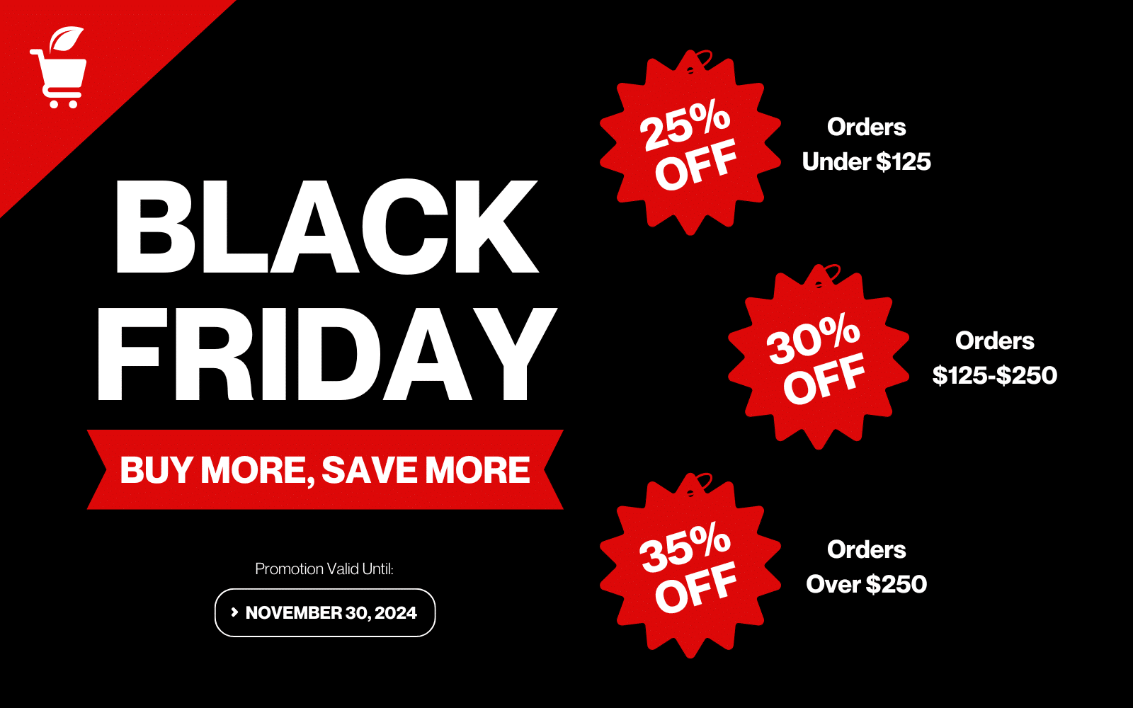 Black Friday Sale Banner. Up to 30% Off.